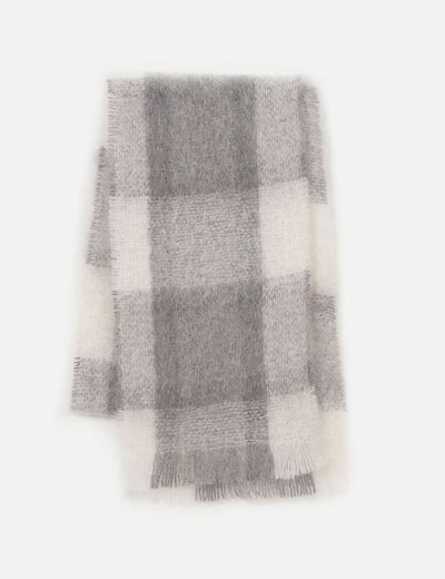 Grey Plaid Drumin Mohair Scarf - Cushendale Woollen Mills