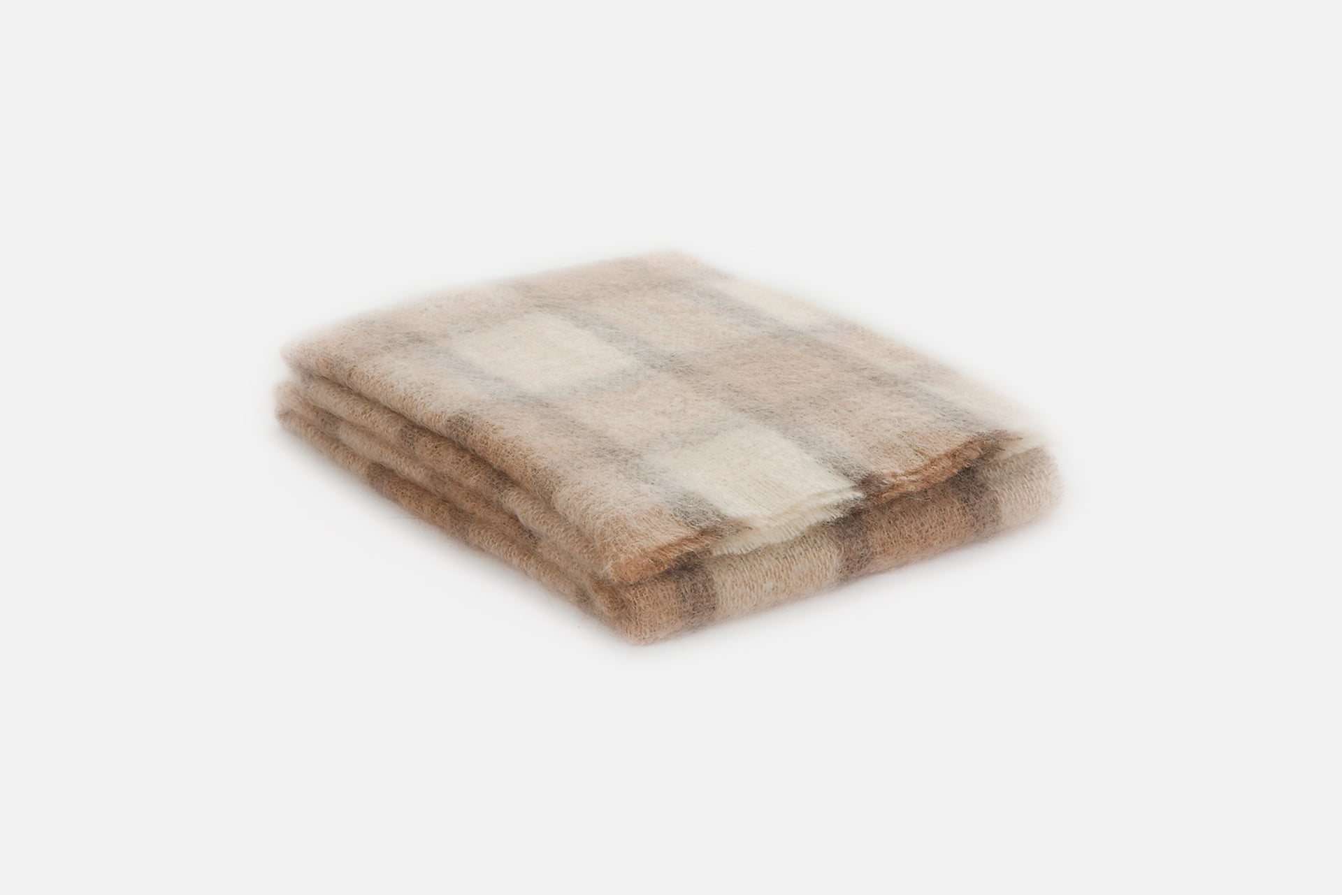 Fawn Plaid Drumin Mohair Throw Blanket - Cushendale Woollen Mills