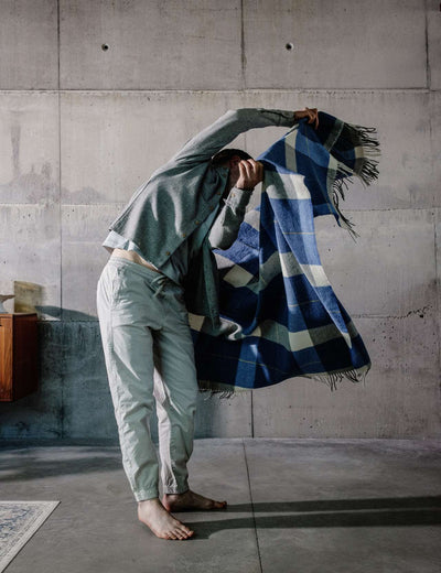 Azure Glynn Lambswool Throw Blanket - Cushendale Woollen Mills