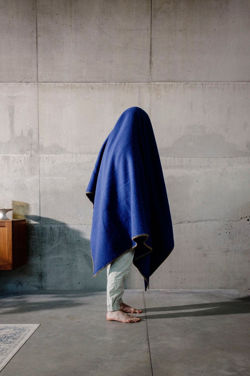 Cobalt Barrow Irish Wool Bed Blanket - Cushendale Woollen Mills