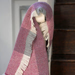 Pink Heather Corrán Irish Wool Throw Blanket - Cushendale Woollen Mills