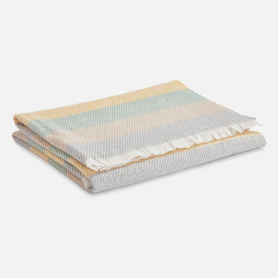 Lemon Striped Kileen Lambswool Baby Blanket - Cushendale Woollen Mills