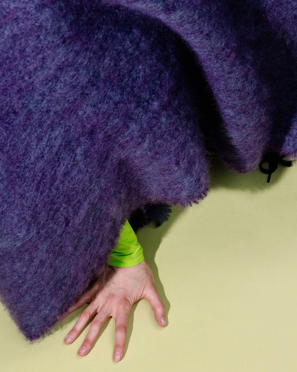Aubergine Clash Mohair Throw Blanket - Cushendale Woollen Mills