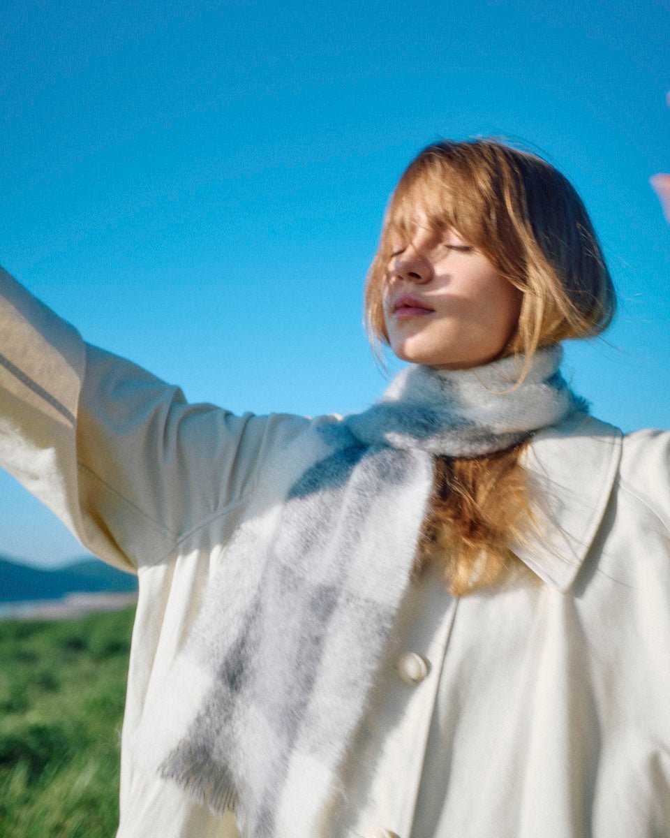 Grey Plaid Drumin Mohair Scarf - Cushendale Woollen Mills