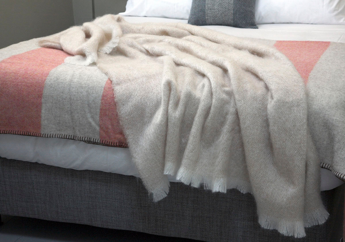 Fawn Mooneen Mohair Throw Blanket - Cushendale Woollen Mills