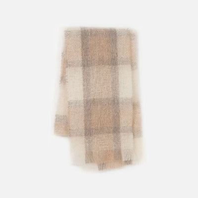Fawn Plaid Drumin Mohair Scarf - Cushendale Woollen Mills