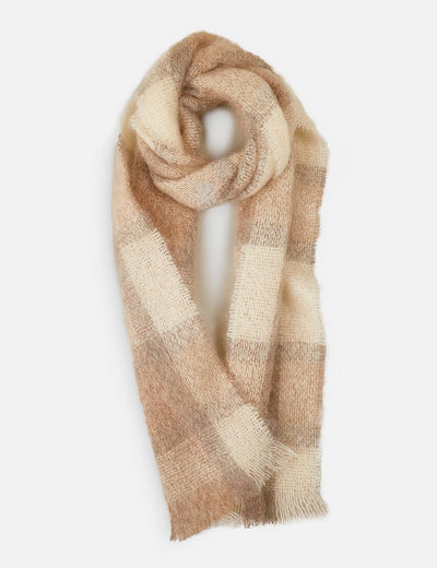 Fawn Plaid Drumin Mohair Scarf - Cushendale Woollen Mills