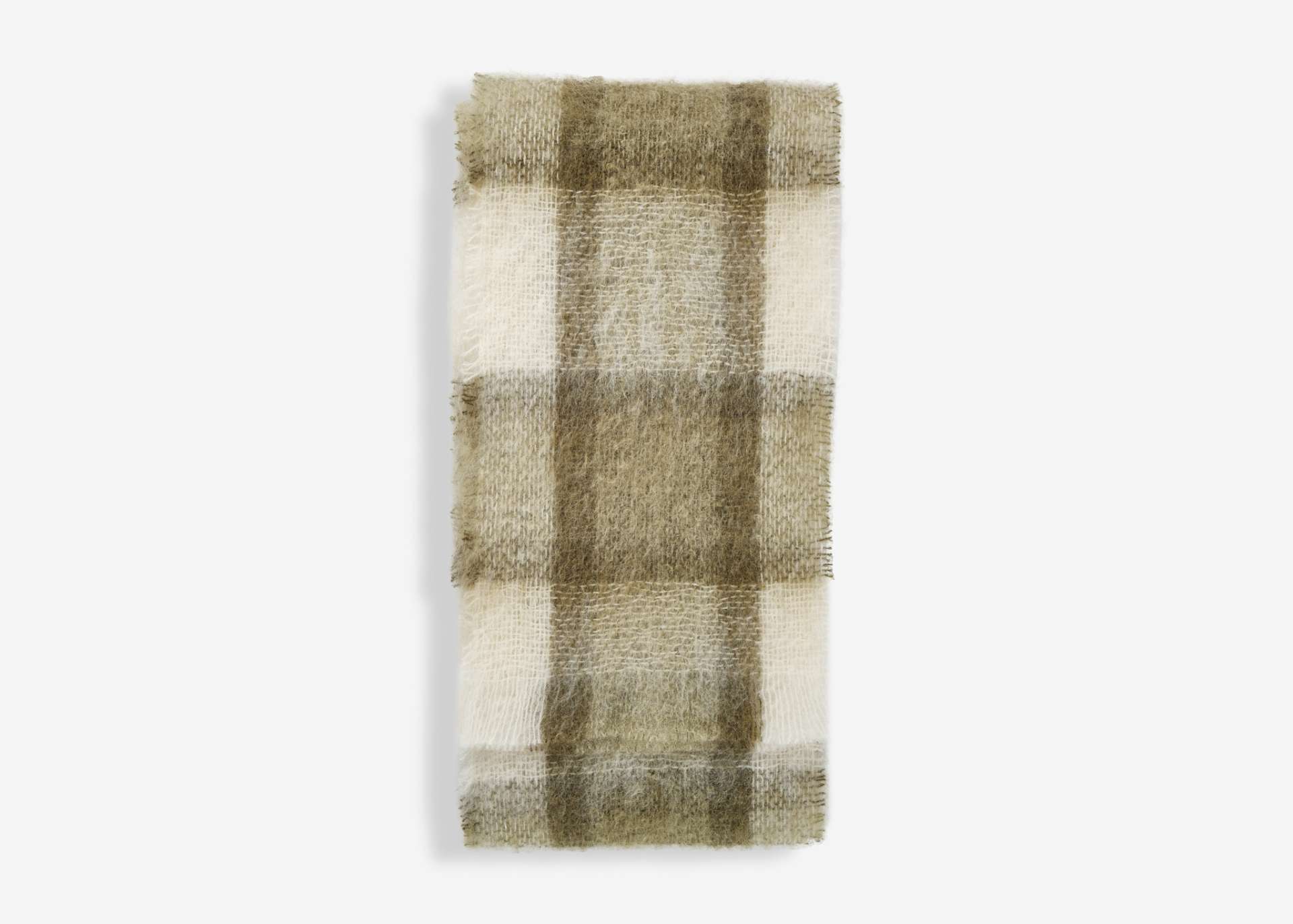 Olive Plaid Drumin Mohair Scarf - Cushendale Woollen Mills
