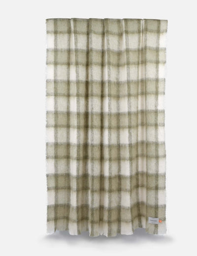 Olive Plaid Drumin Mohair Throw Blanket - Cushendale Woollen Mills