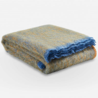 Ochre Clash Mohair Throw Blanket - Cushendale Woollen Mills