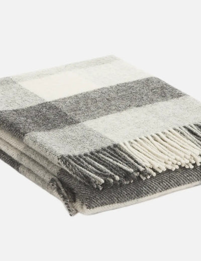 Grey Plaid Ullard Irish Wool Throw Blanket - Cushendale Woollen Mills