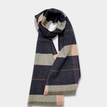 Navy/Ecru Mullins Merino Lambswool Scarf - Cushendale Woollen Mills
