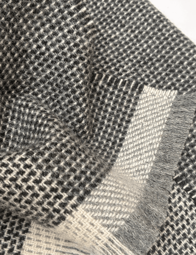 Black/Ecru Tweed Merino Lambswool Scarf - Cushendale Woollen Mills