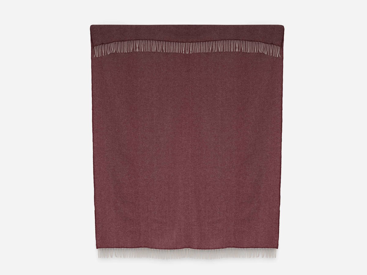 Wine Aclare Lambswool Throw Blanket - Cushendale Woollen Mills