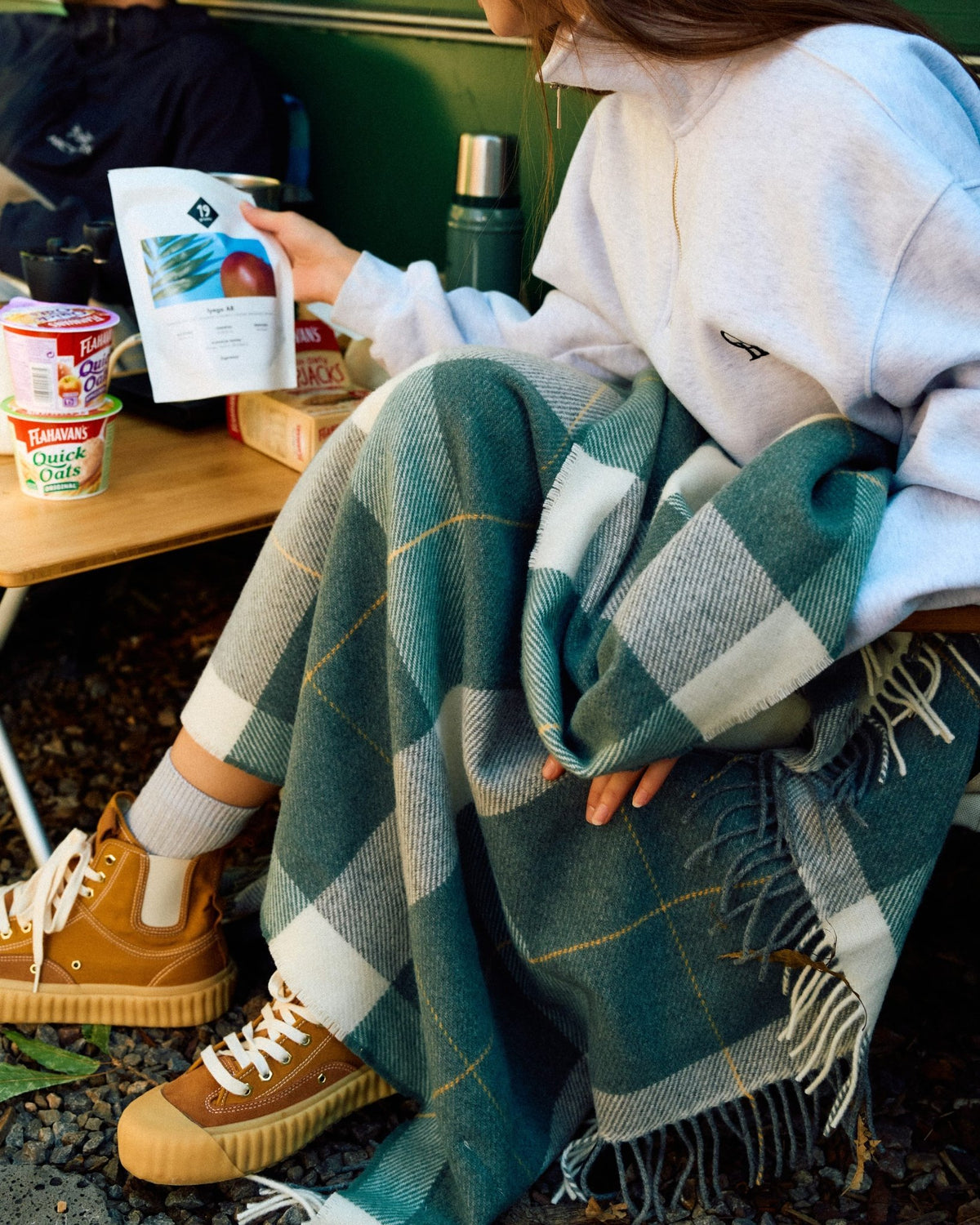 Sage Glynn Lambswool Throw Blanket - Cushendale Woollen Mills