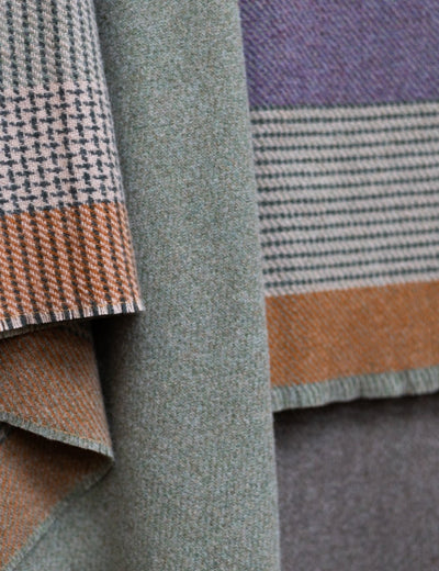 Heather Stripe Heron Lambswool Throw Blanket - Cushendale Woollen Mills