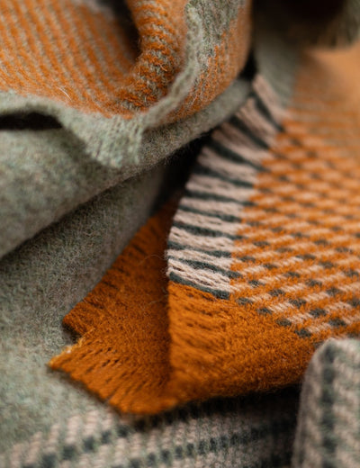 Fern Stripe Heron Lambswool Throw Blanket - Cushendale Woollen Mills