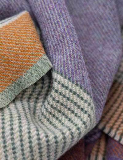 Heather Stripe Heron Lambswool Throw Blanket - Cushendale Woollen Mills