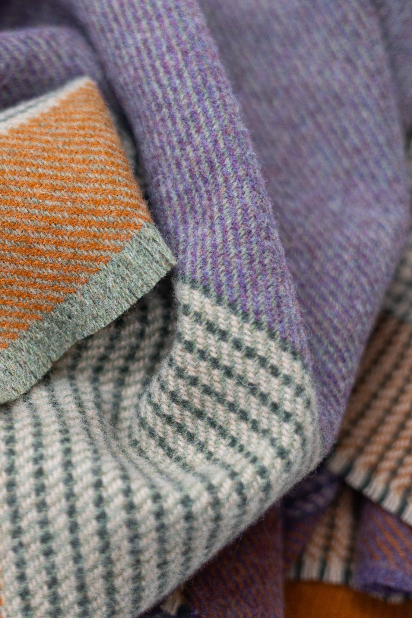 Heather Stripe Heron Lambswool Throw Blanket - Cushendale Woollen Mills
