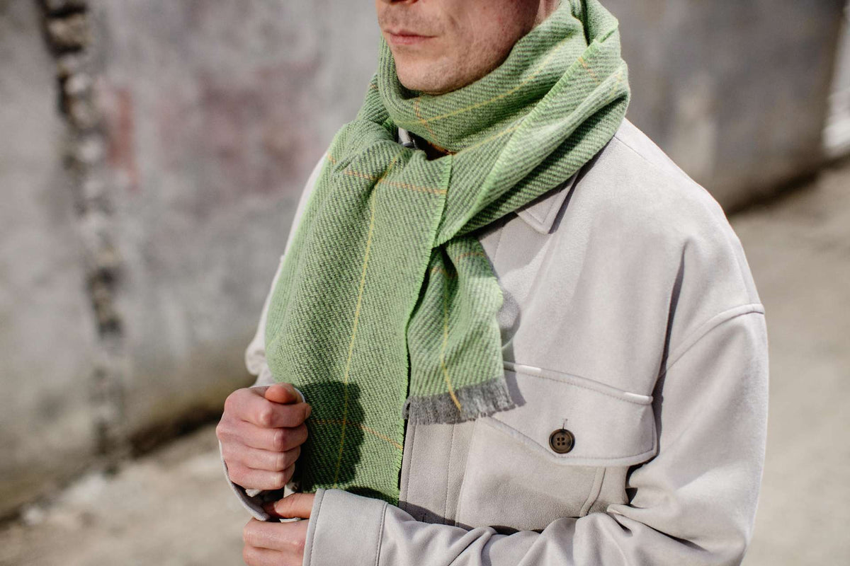 Lime Turra Merino Lambswool Scarf - Cushendale Woollen Mills