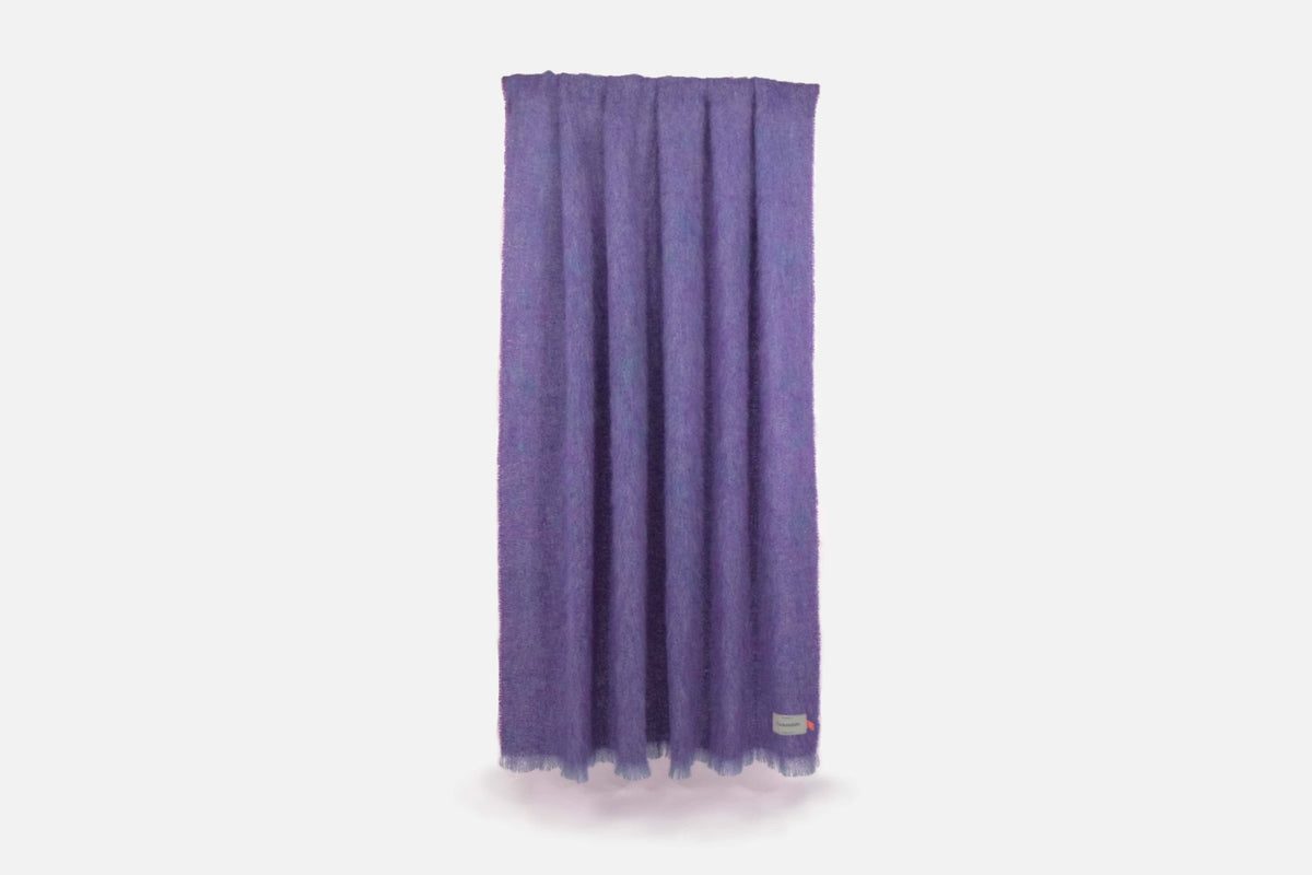 Aubergine Clash Mohair Throw Blanket - Cushendale Woollen Mills