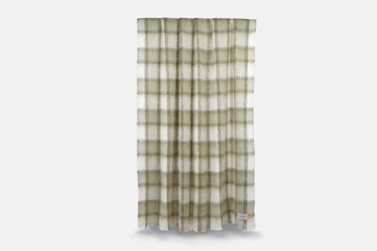 Olive Plaid Drumin Mohair Throw Blanket - Cushendale Woollen Mills