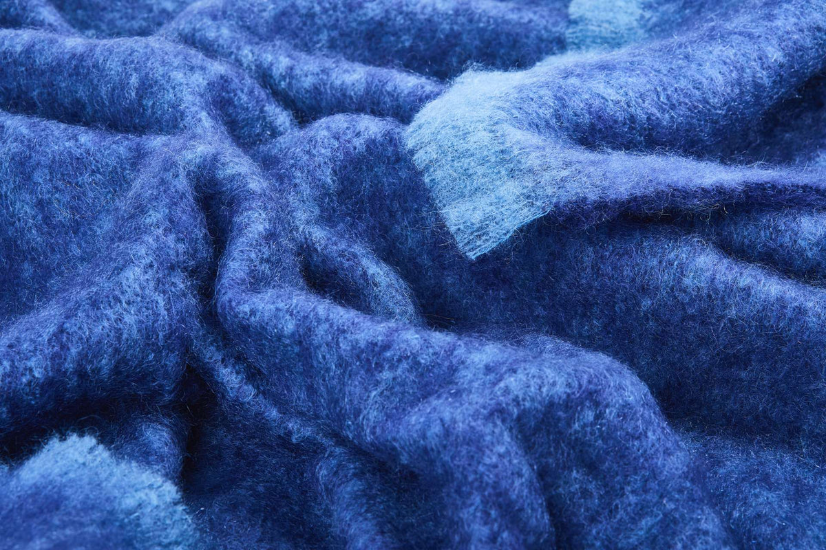 Navy Clash Mohair Throw Blanket - Cushendale Woollen Mills