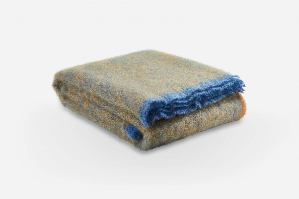 Ochre Clash Mohair Throw Blanket - Cushendale Woollen Mills
