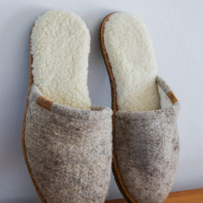 Grey Natural Wool Slippers - Cushendale Woollen Mills