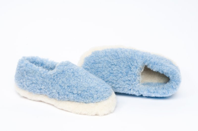 Light Blue Wool Slippers - Cushendale Woollen Mills